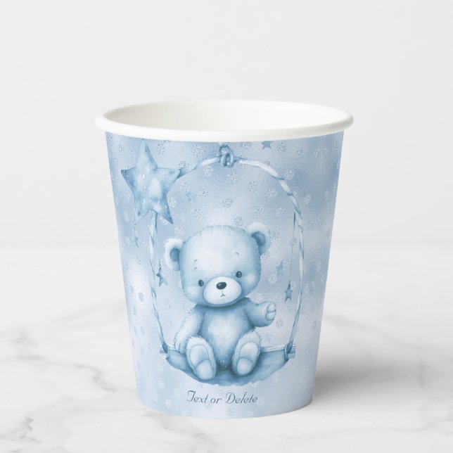 Blue Teddy Bear Paper Cups (Front)