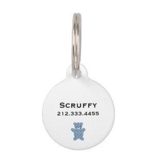 Blue Teddy Bear Pet Tag