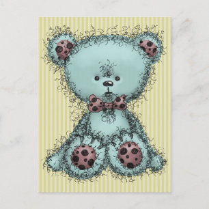 Blue teddy bear postcard