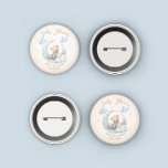 Blue Teddy Bear Stars Baby Shower 1 Inch Round Button<br><div class="desc">Our "Blue Teddy Bear" baby shower collection features cute baby bear with moon,  clouds and balloons coupled with elegant script "Bearly wait". This collection comes in two basic colours and numerous background combinations that you can adjust to your needs. Check our store for more matching items from this collection.</div>