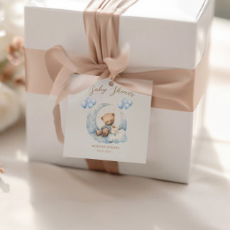 Blue Teddy Bear Stars Baby Shower Favour Tags
