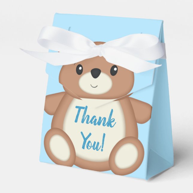 Blue Teddy Bear Thank You Favor Box (Front Side)