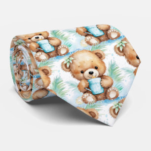 Blue Teddy Bear Tie