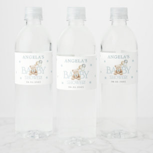 Blue Teddy Bear Water Bottle Label