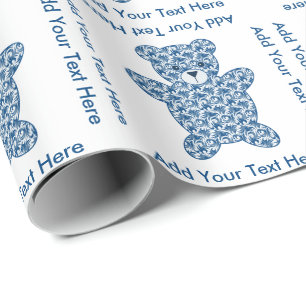 Blue Teddy Bear Wrapping Paper