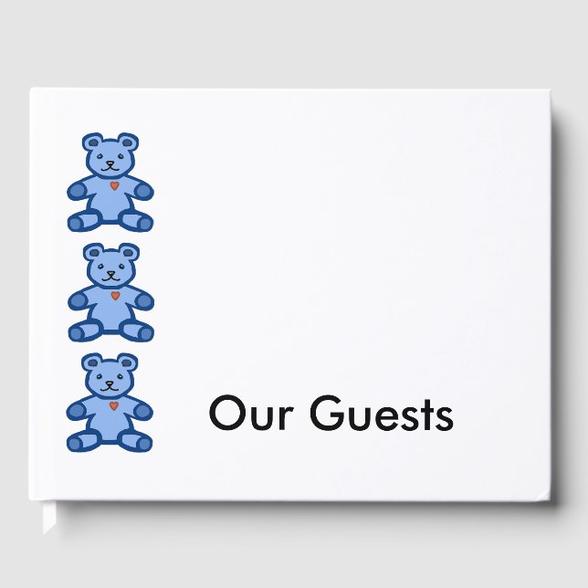 Blue teddy bears border guest book (Front)