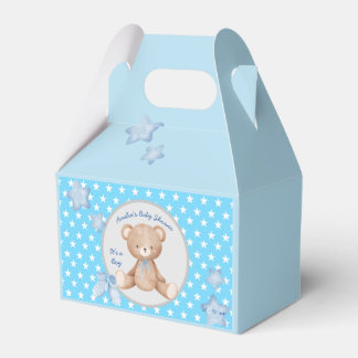 Blue teddy little start baby boy favor box