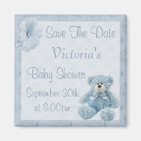 Blue Teddy Save the Date Boy Baby Shower