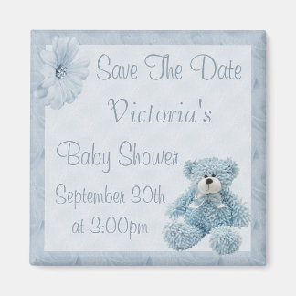 Blue Teddy Save the Date Boy Baby Shower Magnet