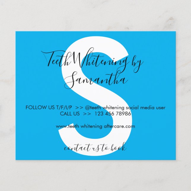 Blue Teeth Whitening Aftercare Instruction Tip (Front)
