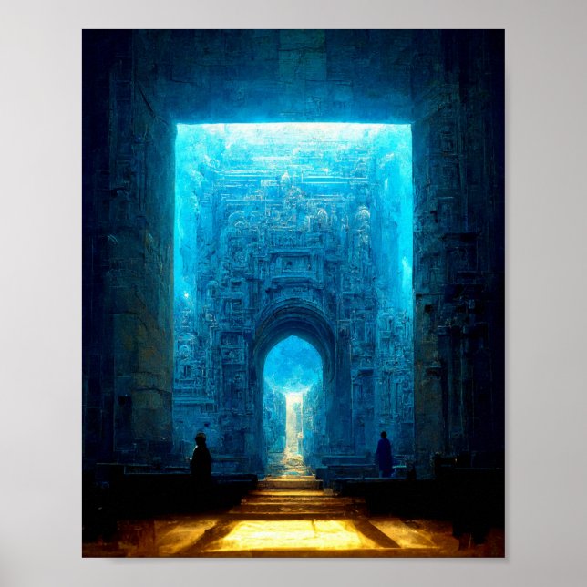 Blue Temple Imaginaire Science Fiction Art Poster (Devant)