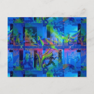 "Blue Temple" UV Art Postcard