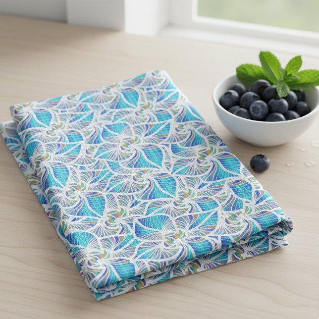 Blue Tender Pretty Flowers Pattern Kitchen Towel (Creator Uploaded)