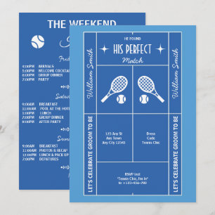 Blue Tennis Bachelorette Party Invitation