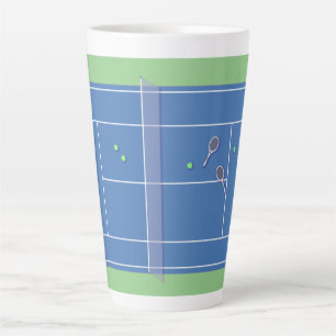 Blue Tennis Court Modern Tennis Player      Latte Mug