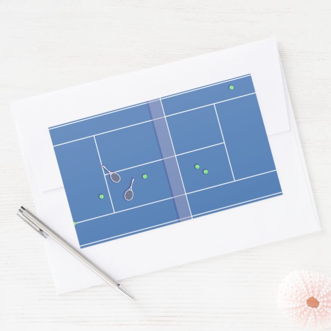 Blue Tennis Court Preppy Modern Tennis Player    Sticker (Envelope)