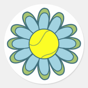 Blue Tennis Girl Classic Round Sticker