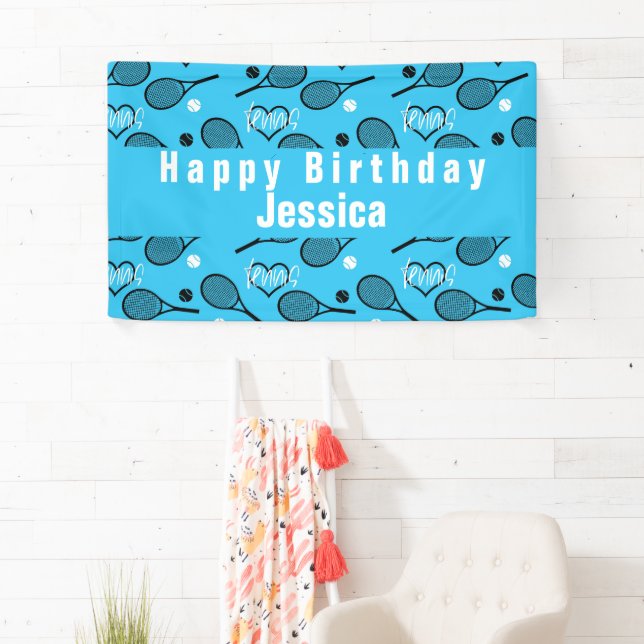 🎾 💙🤍 Blue Tennis Party Banner (Insitu)