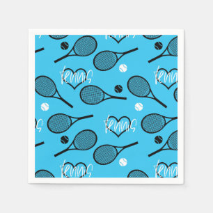 Blue Tennis Party, customizable Napkin