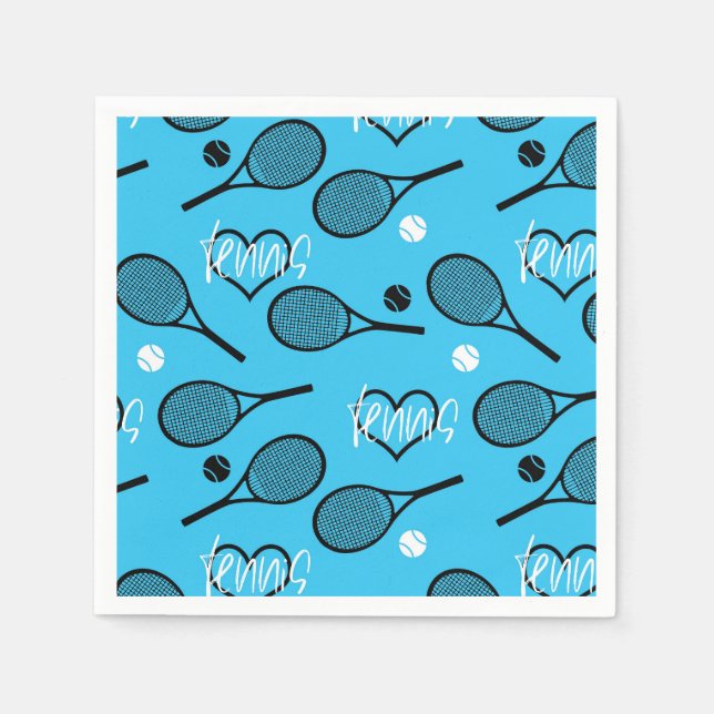 Blue Tennis Party, customizable Napkin (Front)