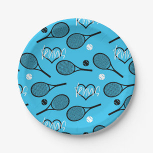Blue Tennis Party, customizable Paper Plate
