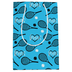 Blue Tennis Party , tennis pattern Medium Gift Bag