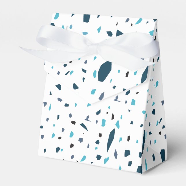 Blue Terazzo Pattern Favor Box (Front Side)