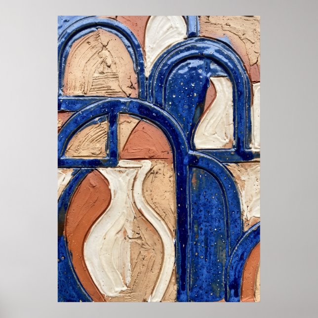 Blue Terracotta Arch Abstract Poster (Front)
