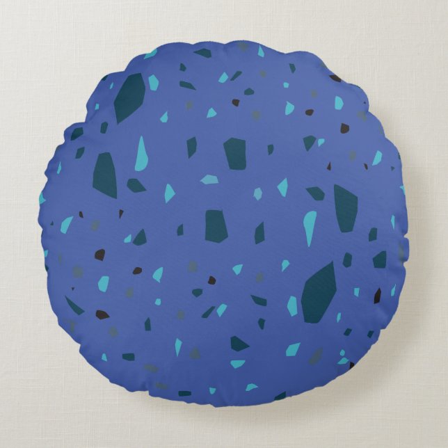Blue Terrazzo Design Custom Round Pillow (Front)