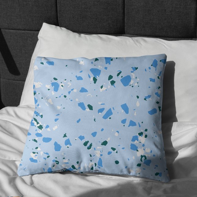 Blue Terrazzo Pattern Outdoor Pillow (Blue Terrazzo Pillow)