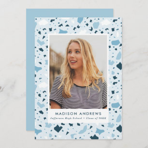 Blue Terrazzo   Photo Graduation Party Invitation