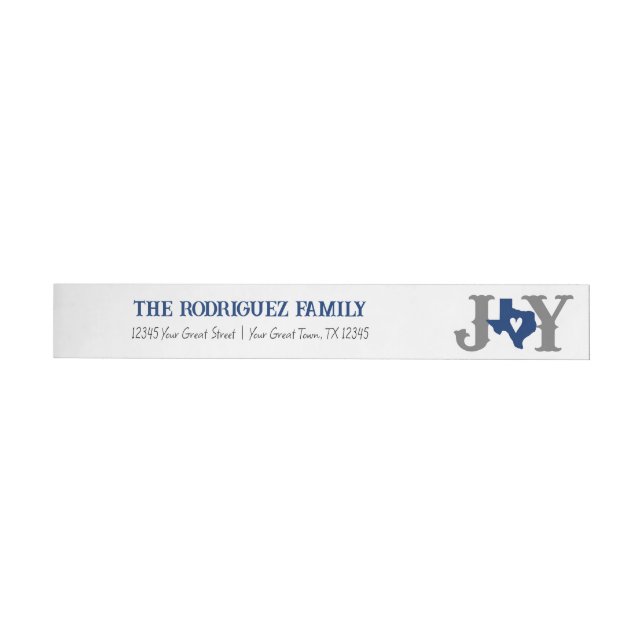 Blue Texas JOY Holiday Wrap Around Label (Individual)