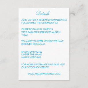 blue text classic details Enclosure Card