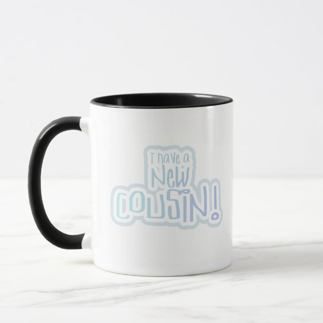 Blue Text I Have a New Cousin Mug (Left)