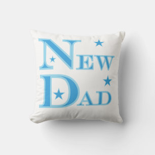 Blue Text New Dad Gifts Throw Pillow