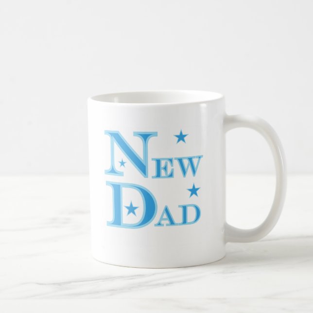 Blue Text New Dad T-shirts and gifts Coffee Mug (Right)