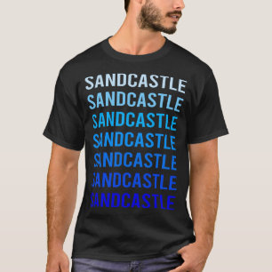 Blue Text Sand Castle T-Shirt