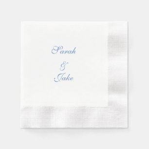 Blue Text White Wedding Coined Napkin
