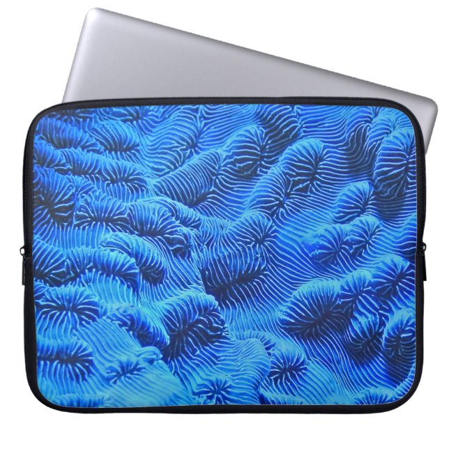 Blue textile laptop sleeve (Front)