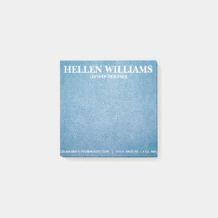 Blue Texture Faux Leather Monogram Post-it Notes