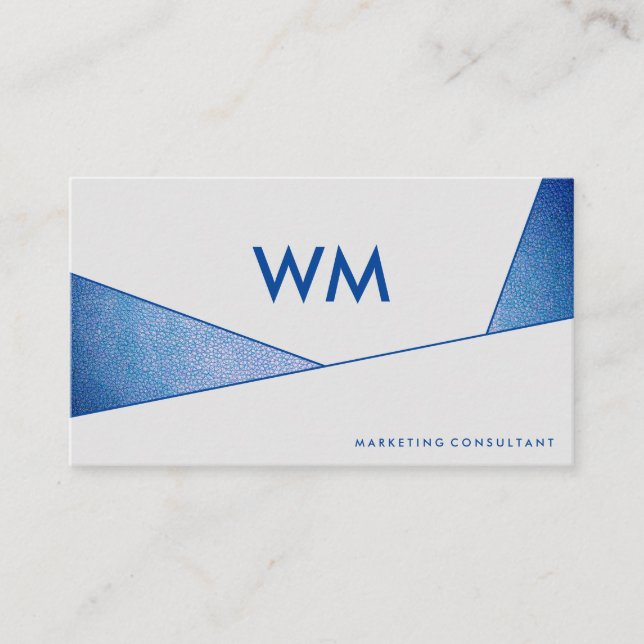 Blue Texture | Modern Colour Blocks Business Card (Front)