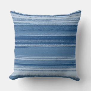 Blue Textured Abstract Stripe Pattern Throw Pillow