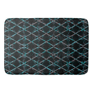 Blue textured diamond pattern bath mat