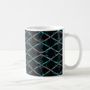 Blue textured diamond pattern coffee mug
