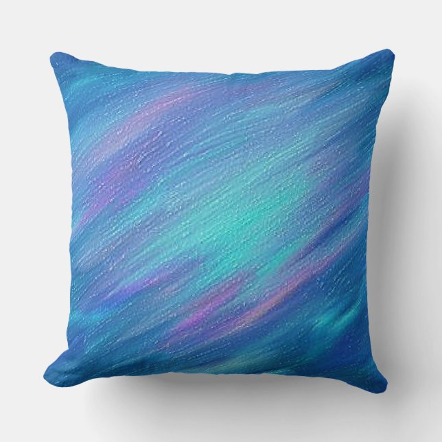Blue textured effect design throw pillow (Front)