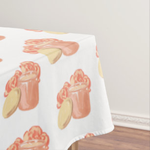 Blue Textured Hand-drawn Bridal Bouquet  Tablecloth