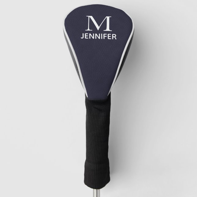 Blue Textured Leather Monogram Personalized Name Golf Head Cover (Front)