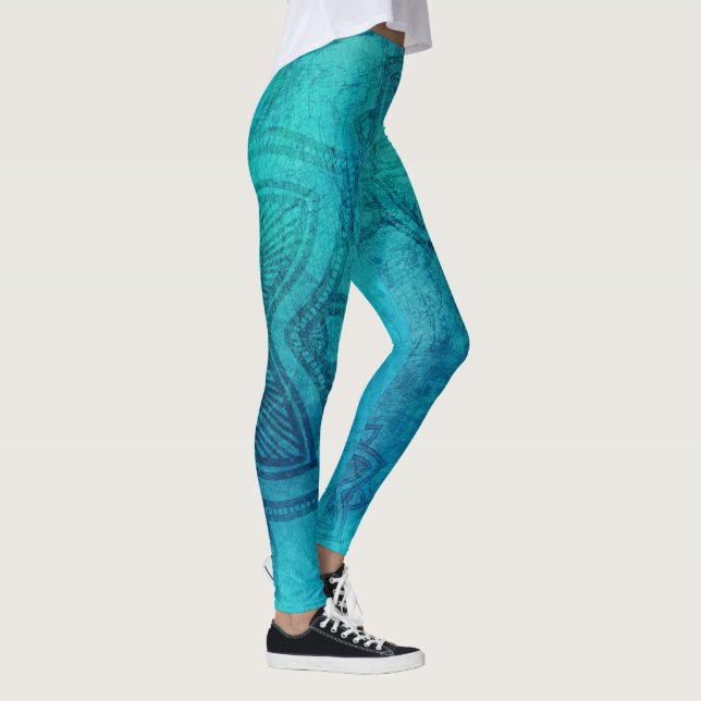 Blue Textured Lotus Leggings (Right)