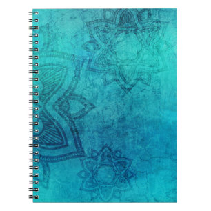 Blue Textured Lotus Notebook