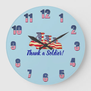 Blue 'Thank a Soldier' Large Clock